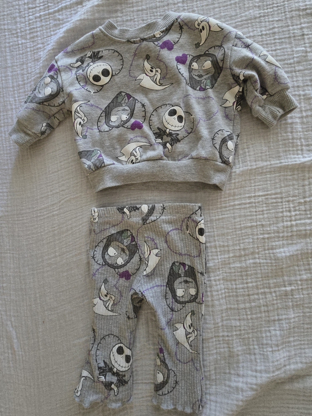 Disney Baby Grey The Nightmare Before Christmas /Jack Skeleton Outfit 0-3 Mo.